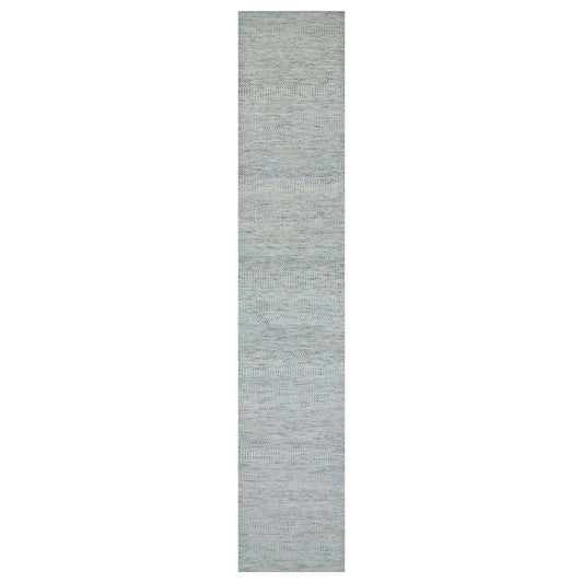 Modern and Contemporary Wool Hand Knotted Rug Grey No Border 2.7X13.9 -O079829