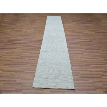 Modern and Contemporary Wool Hand Knotted Rug Grey No Border 2.7X13.9 -O079829