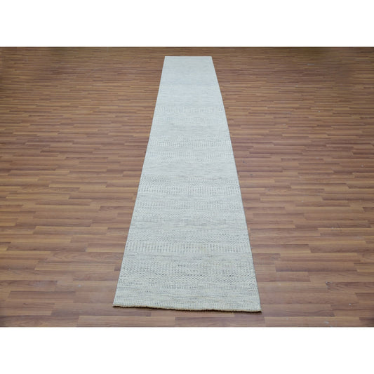 Modern and Contemporary Wool Hand Knotted Rug Grey No Border 2.7X13.9 -O079829