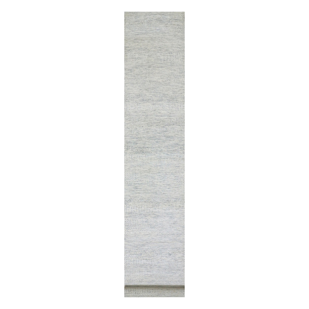 Gray 2'8" x 17'10" Modern and Contemporary Hand knotted Wool Rug - Sku: O079831