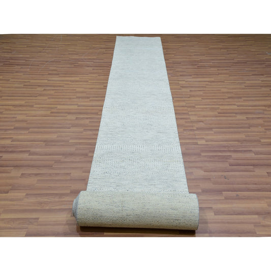 Modern and Contemporary Wool Hand Knotted Rug Grey No Border 2.8X17.10 -O079831