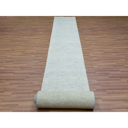 Modern and Contemporary Wool Hand Knotted Rug Grey 2.5x21.9 -O079832