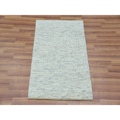 Modern and Contemporary Wool Hand Knotted Rug Grey 1.11X3.1  -O079834