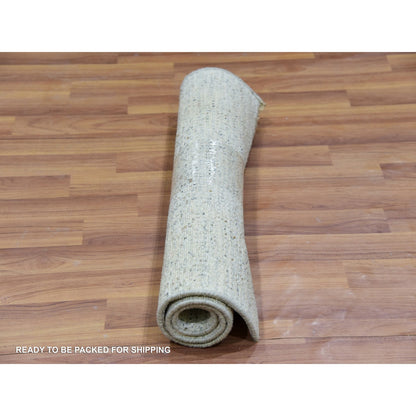Modern and Contemporary Wool Hand Knotted Rug Grey 1.11X3.1  -O079834