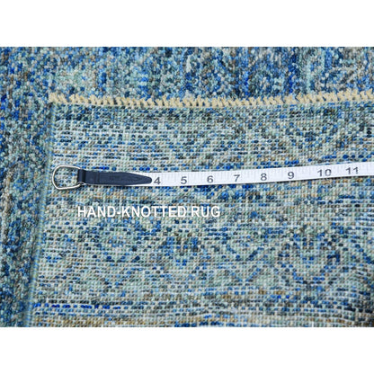 Modern and Contemporary Wool Hand Knotted Rug Green 2.0x3.0 -O079836