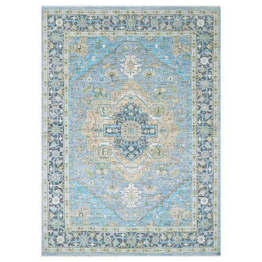 Heriz Wool Hand Knotted Rug Blue Gray 10.2X14.3 -O079847
