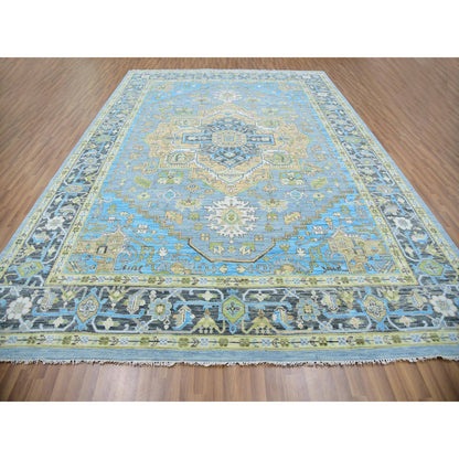Heriz Wool Hand Knotted Rug Blue Gray 10.2X14.3 -O079847