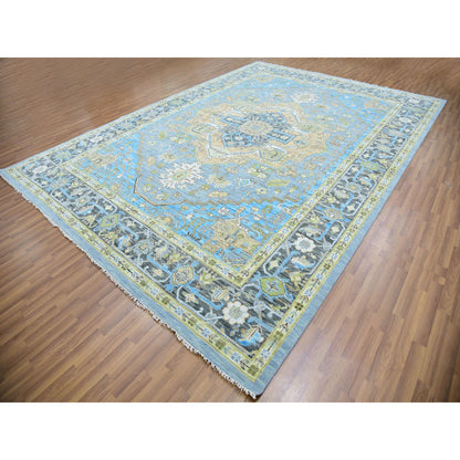 Heriz Wool Hand Knotted Rug Blue Gray 10.2X14.3 -O079847