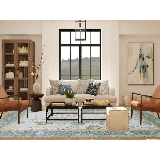 Oushak And Peshawar Wool Hand Knotted Rug Ivory Gray 10.1X14.2 -O079850