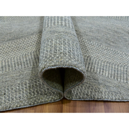 Modern and Contemporary Wool Hand Knotted Rug Grey No Border 13.5X13.5 -O079859