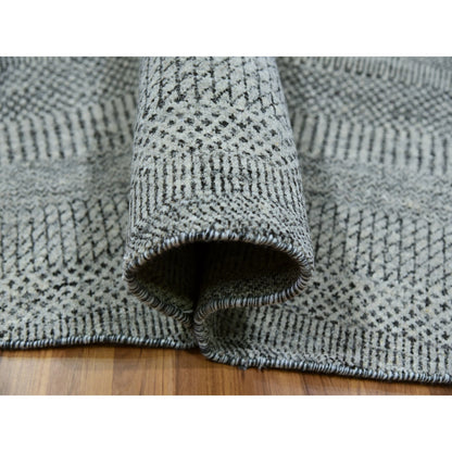 Modern and Contemporary Wool Hand Knotted Rug Grey No Border 12.0X12.0 -O079861
