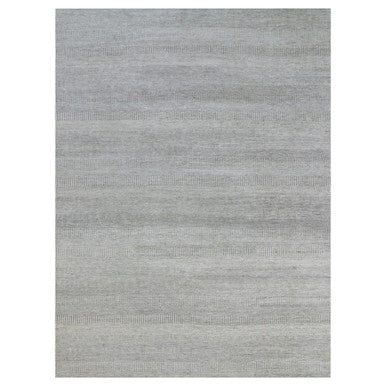 Modern and Contemporary Wool Hand Knotted Rug Grey No Border 9.1X12.1 -O079862