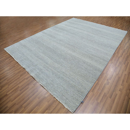 Modern and Contemporary Wool Hand Knotted Rug Grey No Border 9.1X12.1 -O079862