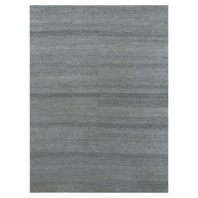 Modern and Contemporary Wool Hand Knotted Rug Grey No Border 9.0X12.0 -O079867