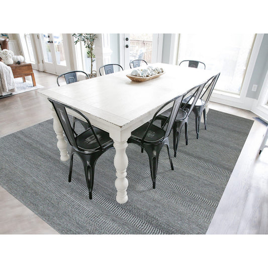 Modern and Contemporary Wool Hand Knotted Rug Grey No Border 9.0X12.0 -O079867