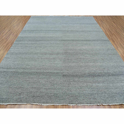Modern and Contemporary Wool Hand Knotted Rug Grey No Border 9.0X12.0 -O079867