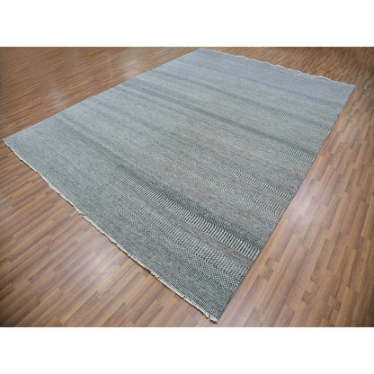 Modern and Contemporary Wool Hand Knotted Rug Grey No Border 9.0X12.0 -O079867