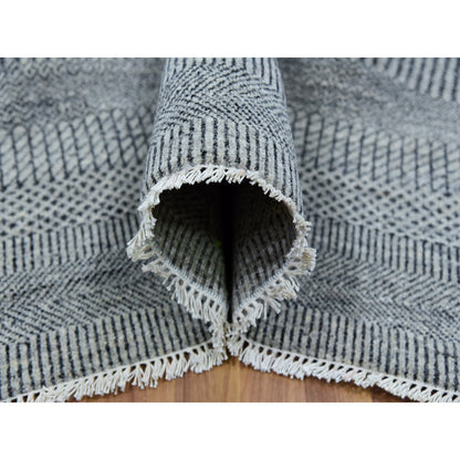 Modern and Contemporary Wool Hand Knotted Rug Grey No Border 9.0X12.0 -O079867