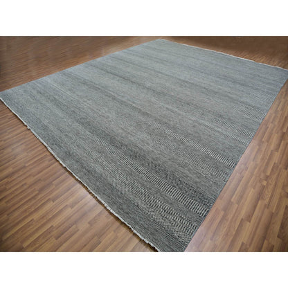 Modern and Contemporary Wool Hand Knotted Rug Grey No Border 12.1X15.1 -O079868