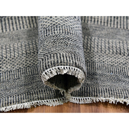 Modern and Contemporary Wool Hand Knotted Rug Grey No Border 12.1X15.1 -O079868