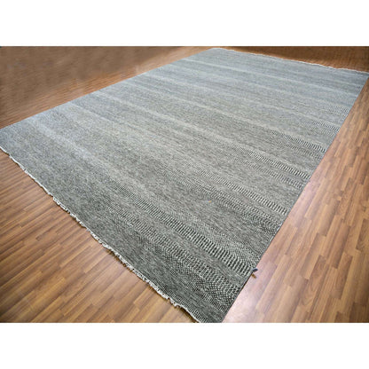 Modern and Contemporary Wool Hand Knotted Rug Grey No Border 12.0X17.10 -O079869