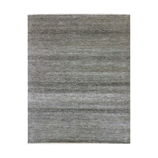 Modern and Contemporary Wool Hand Knotted Rug Grey No Border 8.0X9.11 -O079873