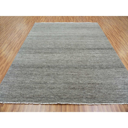Modern and Contemporary Wool Hand Knotted Rug Grey No Border 8.0X9.11 -O079873