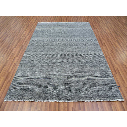 Modern and Contemporary Wool Hand Knotted Rug Grey No Border 6.1X9.1 -O079877