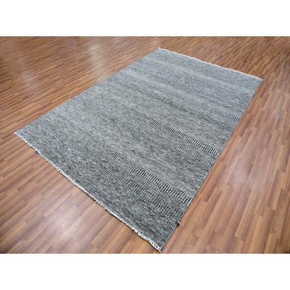 Modern and Contemporary Wool Hand Knotted Rug Grey No Border 6.1X9.1 -O079877