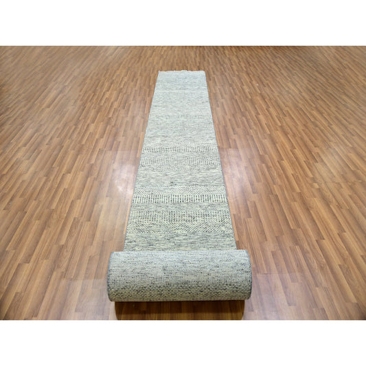 Modern and Contemporary Wool Hand Knotted Rug Grey No Border 2.5X26.3 -O079880