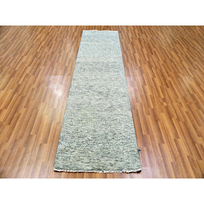Modern and Contemporary Wool Hand Knotted Rug Grey No Border 2.7X9.10 -O079881