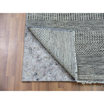Modern and Contemporary Wool Hand Knotted Rug Grey No Border 2.7X18.4 -O079885