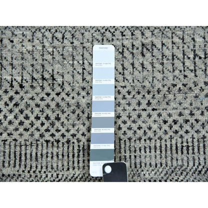 Modern and Contemporary Wool Hand Knotted Rug Grey No Border 2.7X18.4 -O079885