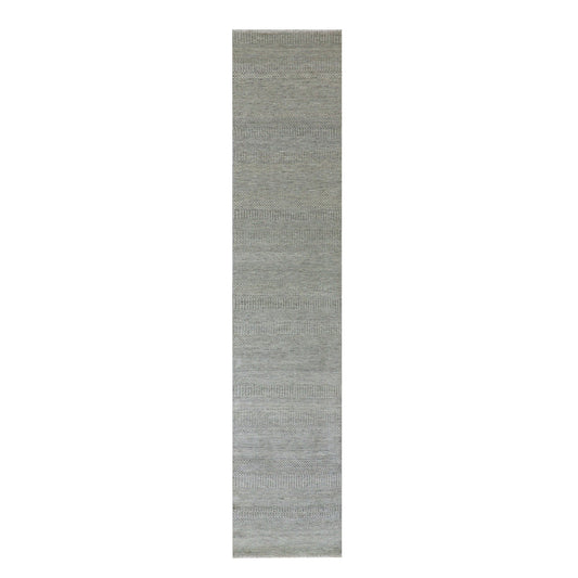 Modern and Contemporary Wool Hand Knotted Rug Grey No Border 2.6X12.4 -O079887