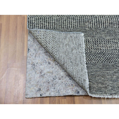 Modern and Contemporary Wool Hand Knotted Rug Grey No Border 4.0X10.2 -O079889
