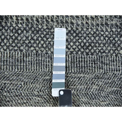 Modern and Contemporary Wool Hand Knotted Rug Grey No Border 4.0X10.2 -O079889