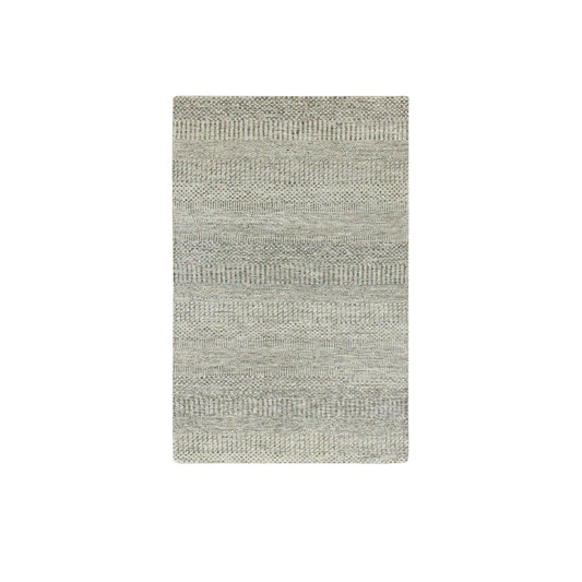 Modern and Contemporary Wool Hand Knotted Rug Grey No Border 3.0X5.2 -O079891