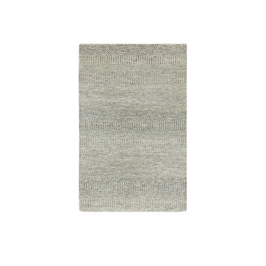 Modern and Contemporary Wool Hand Knotted Rug Grey No Border 3.0X5.2 -O079891
