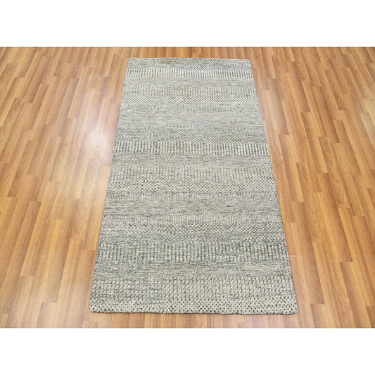 Modern and Contemporary Wool Hand Knotted Rug Grey No Border 3.0X5.2 -O079891