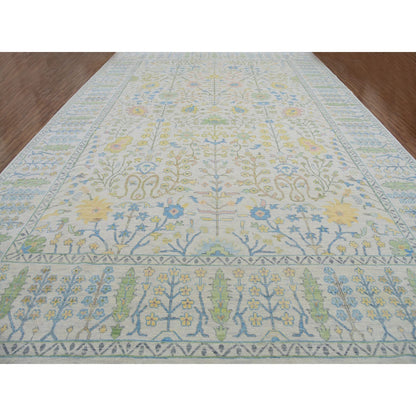 Oushak And Peshawar Wool Hand Knotted Rug Ivory Vista White 14.2X20.0 -O079894