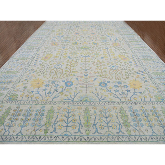 Oushak And Peshawar Wool Hand Knotted Rug Ivory Vista White 14.2X20.0 -O079894