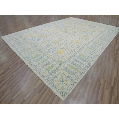Oushak And Peshawar Wool Hand Knotted Rug Ivory Vista White 14.2X20.0 -O079894