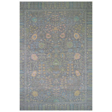 Oushak And Peshawar Wool Hand Knotted Rug Grey Jet Gray 14.3X19.9 -O079895