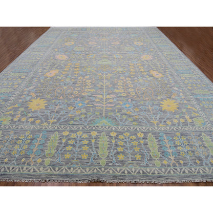 Oushak And Peshawar Wool Hand Knotted Rug Grey Jet Gray 14.3X19.9 -O079895