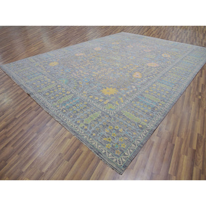 Oushak And Peshawar Wool Hand Knotted Rug Grey Jet Gray 14.3X19.9 -O079895