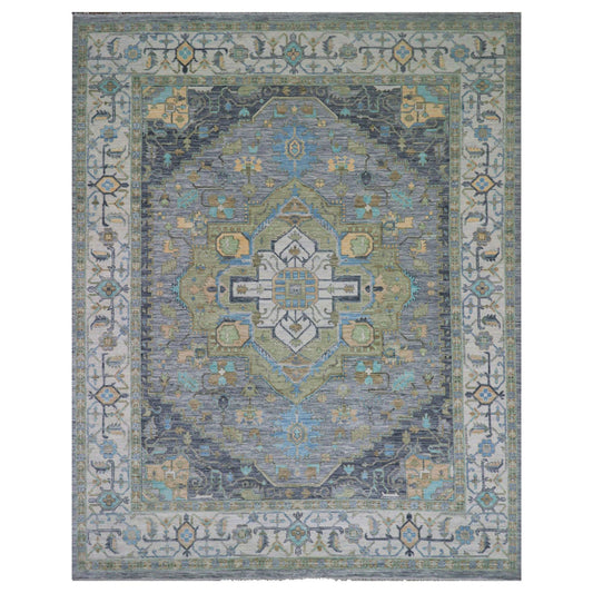 Oushak And Peshawar Wool Hand Knotted Rug Grey Vista White 12.2X15.4 -O079896