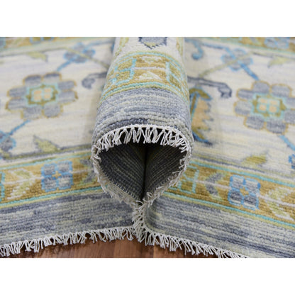 Oushak And Peshawar Wool Hand Knotted Rug Grey Vista White 12.2X15.4 -O079896