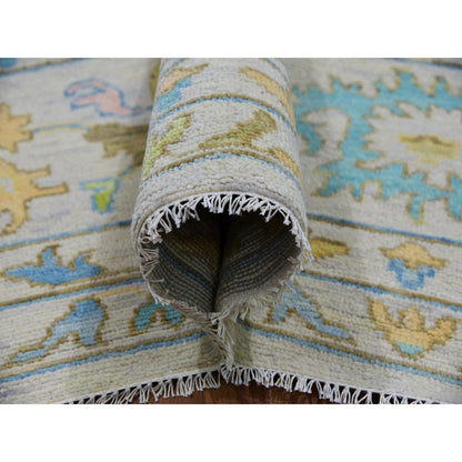 Oushak And Peshawar Wool Hand Knotted Rug Ivory Frost White 12.4X14.10 -O079897