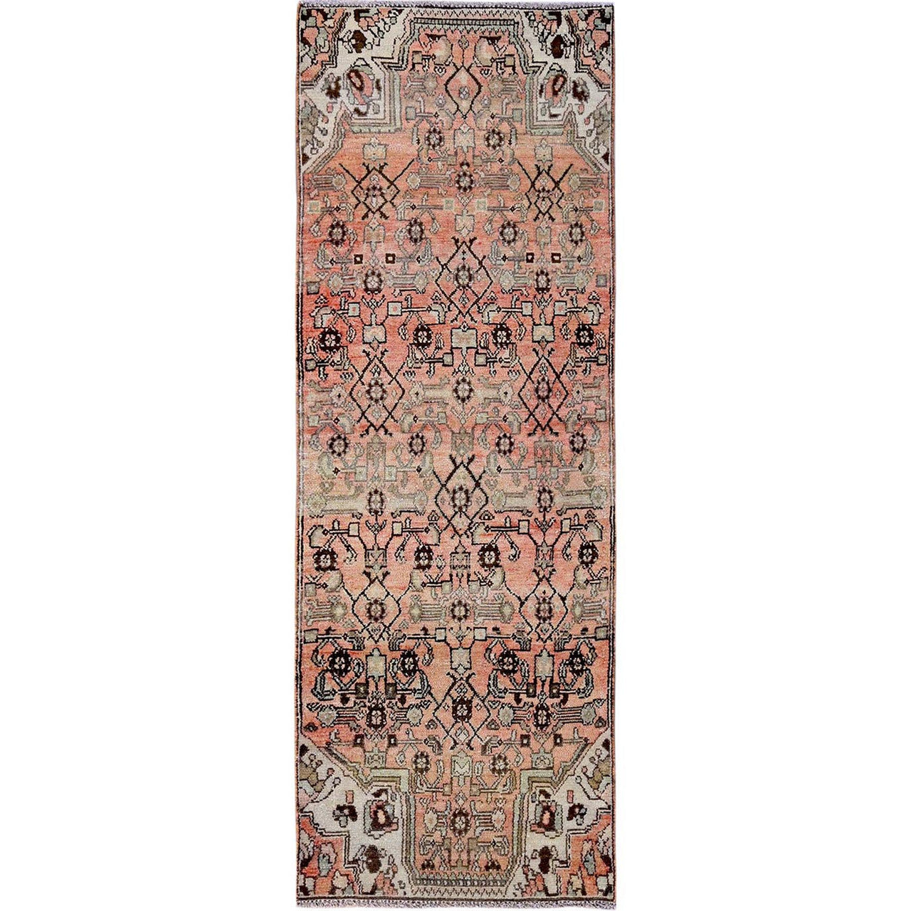 Overdyed & Vintage Wool Hand Knotted Rug Red 2.11x8.6 -O0798