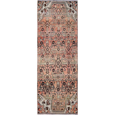 Overdyed & Vintage Wool Hand Knotted Rug Red 2.11x8.6 -O0798
